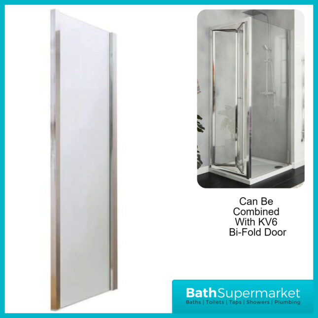 Kvit Kv6 Frameless 6mm Clear Glass Side Panel 900mm Wide x 1850mm Height