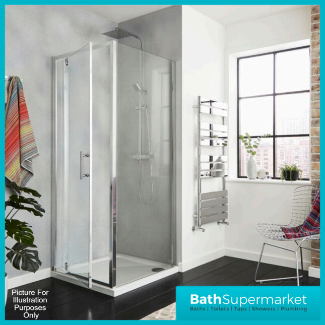 Kvit Kv6 Frameless 6mm Clear Glass Side Panel 900mm Wide x 1850mm Height