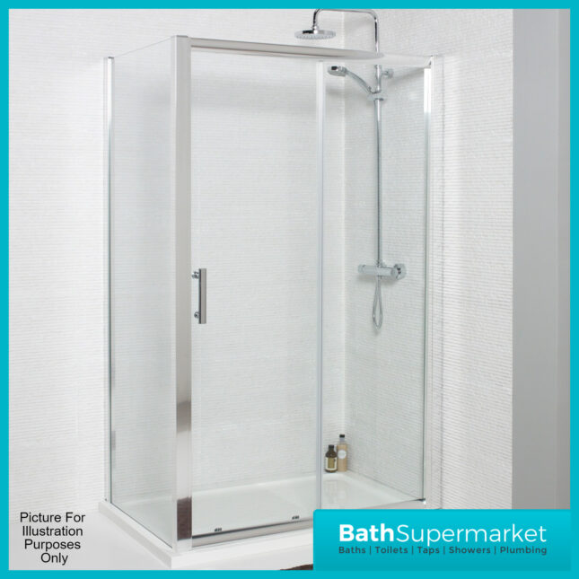 Kvit Kv6 Frameless 6mm Clear Glass Side Panel 900mm Wide x 1850mm Height