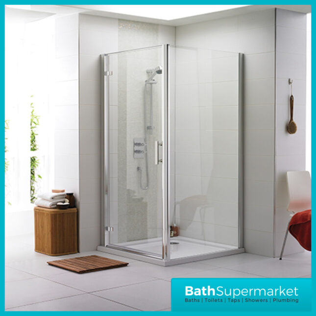 K-Vit KV6 Chrome Frame Pivot 6mm Glass Shower Door 700mm – 900mm Wide