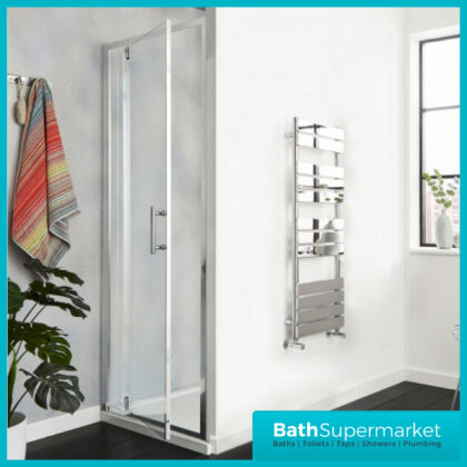K-Vit KV6 Chrome Frame Pivot 6mm Glass Shower Door 700mm – 900mm Wide