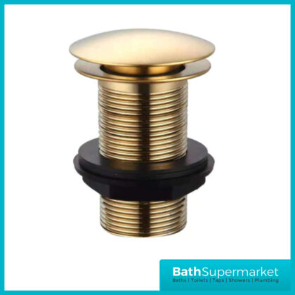 Aeris Brushed Brass Round Click Clack Unslotted Basin Waste