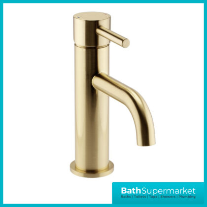 Aeris Brushed Brass Mono Basin Mixer Lever Handle Tap