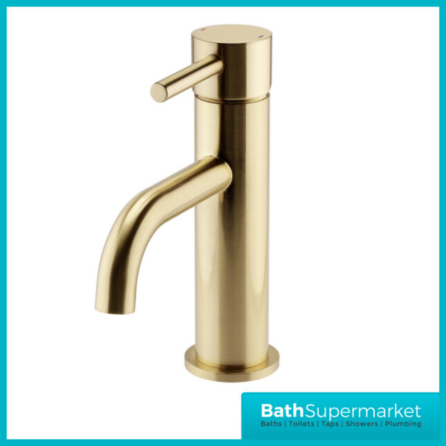 Aeris Brushed Brass Mono Basin Mixer Lever Handle Tap