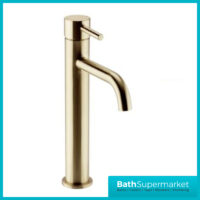 Aeris Brushed Brass High Rise Mono Basin Mixer Lever Handle Tap