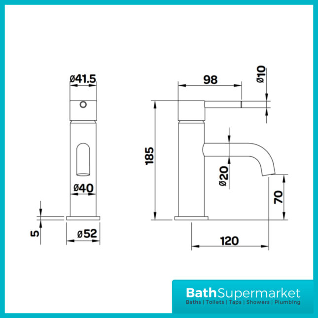 Aeris Brushed Brass Mono Basin Mixer Lever Handle Tap