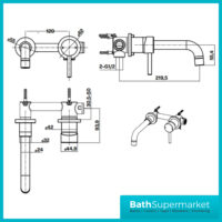 Aeris Brushed Brass Wall Mounted Single Lever Handle Basin Mixer Tap