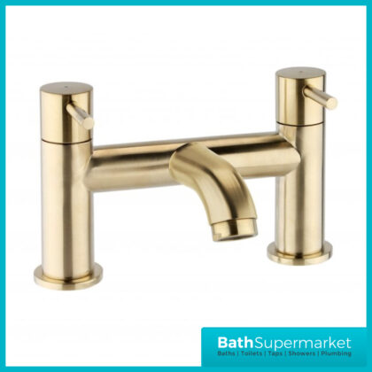 Aeris Brushed Brass Bath Filler Mixer Twin Lever Handle Tap