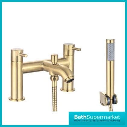 Aeris Brushed Brass Bath Shower Mixer Twin Lever Handle Tap