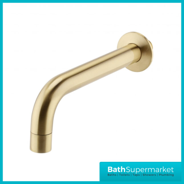 Aeris Brushed Brass Wall Mounted Bath Spout Tap