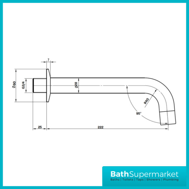 Aeris Brushed Brass Wall Mounted Bath Spout Tap