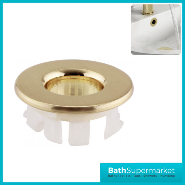 Aeris Brushed Brass Basin Overflow Ring Cover