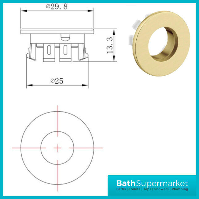 Aeris Brushed Brass Basin Overflow Ring Cover - Image 4