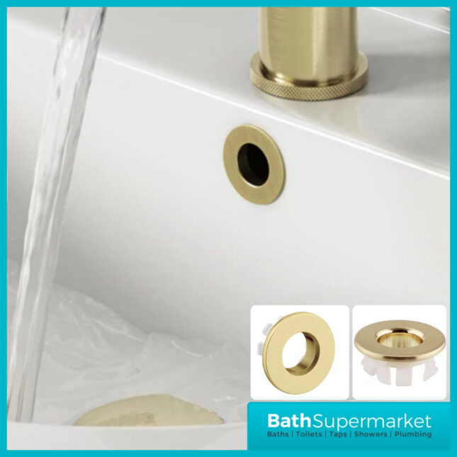 Aeris Brushed Brass Basin Overflow Ring Cover