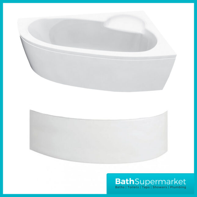 AquaVolere Offset Corner Bath & Panel W/Legs 1500 x 950 x 600mm LH/RH 0TH - Image 4