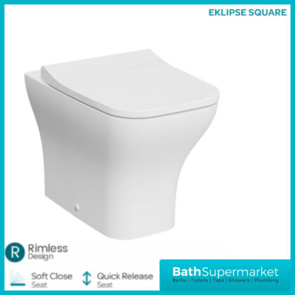 Kartell Eklipse Square Back To Wall Rimless WC Pan With Soft Close Seat