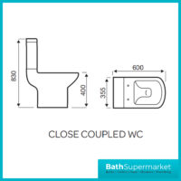 Kartell Pure Open Back Rimless Close Coupled Toilet Pan With Cistern & Soft Close Seat