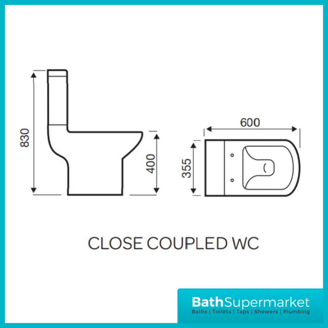 Kartell Pure Open Back Rimless Close Coupled Toilet Pan With Cistern & Soft Close Seat
