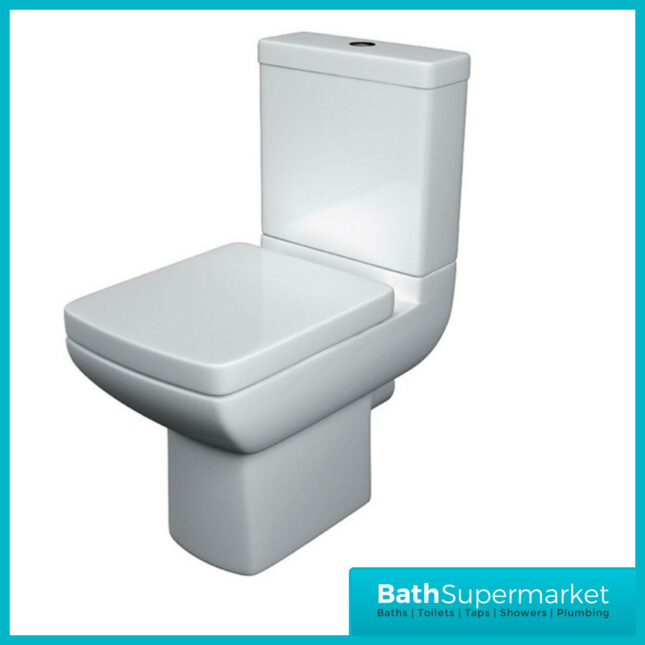 Kartell Pure Open Back Rimless Close Coupled Toilet Pan With Cistern & Soft Close Seat