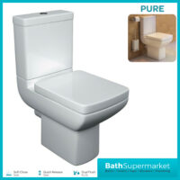 Kartell Pure Open Back Rimless Close Coupled Toilet Pan With Cistern & Soft Close Seat