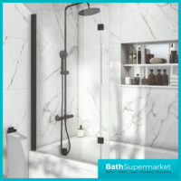 Titan Left Handed Shower Bath L Shaped With Black Screen & Front Panel 1500mm - 1800mm Sizes - Image 3
