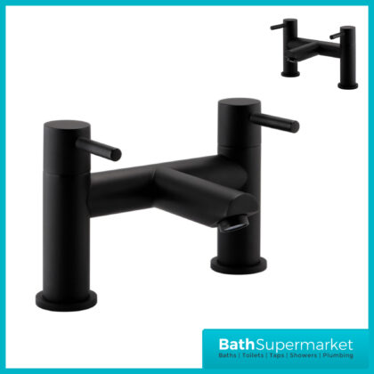 Aeris Matt Black Bath Filler Mixer Twin Lever Handle Tap