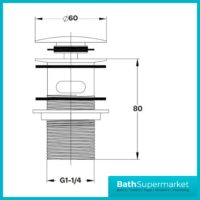 Aeris Brushed Brass Round Click Clack Slotted Basin Waste - Image 2