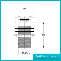 Aeris Brushed Brass Round Click Clack Unslotted Basin Waste - Image 2
