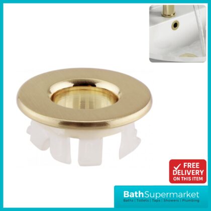 Aeris Brushed Brass Basin Overflow Ring Cover