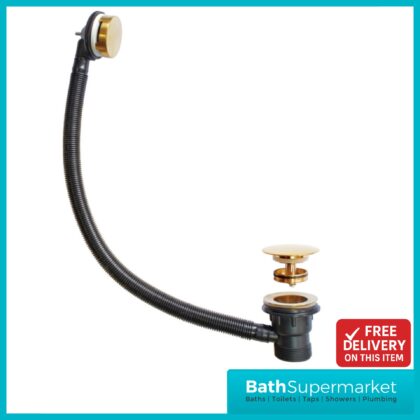 Aeris Brushed Brass Round Easy Clean Sprung Bath Waste & Overflow