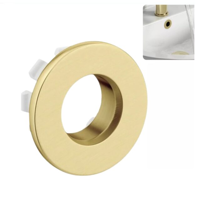 Aeris Brushed Brass Basin Overflow Ring Cover