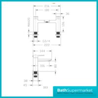 Synergy Studio D Brushed Brass Bath Filler Tap SY-D03BB