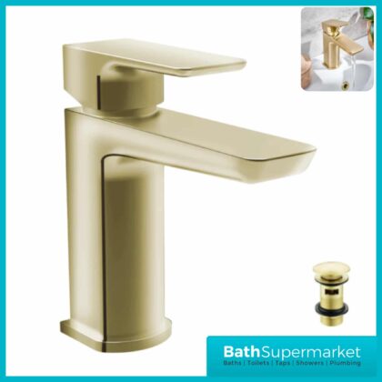 Sognare Muro Brushed Brass Mono Basin Mixer Tap & Waste TAP241