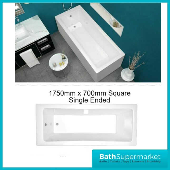 Sanica Granada Square Single Ended Acrylic Bath Tub 1750mm x 700mm