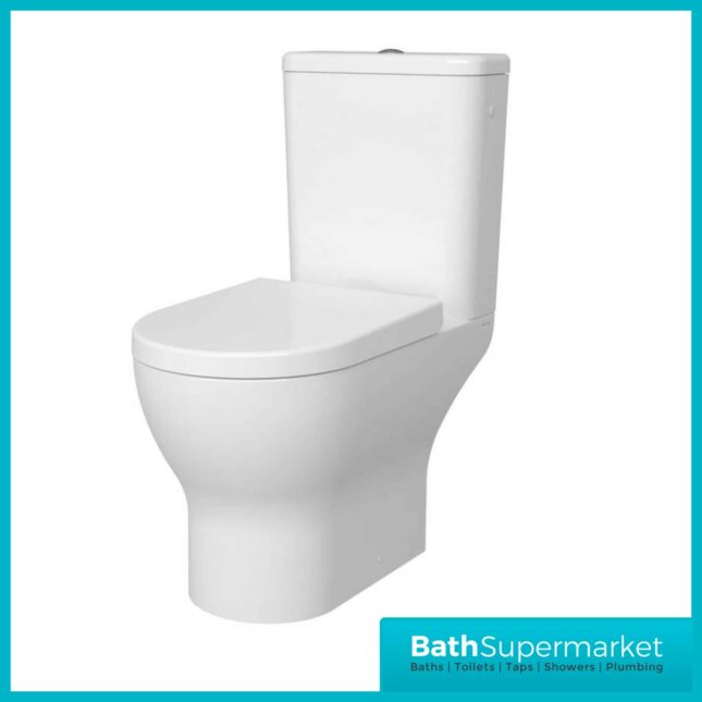 Kartell Eklipse Round Open Back Rimless Close Coupled Toilet Pan With Cistern & Seat
