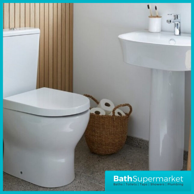 Kartell Eklipse Round Closed Back Rimless Close Coupled Toilet Pan With Cistern & Soft Close Seat