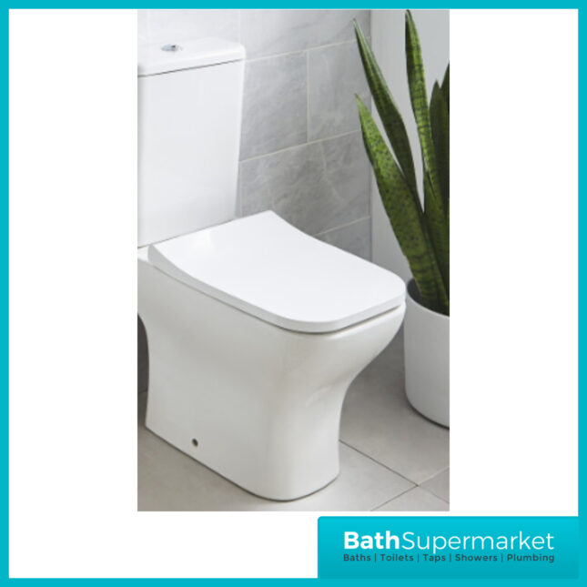 Kartell Eklipse Square Closed Back Rimless Close Coupled Toilet Pan With Cistern & Soft Close Seat