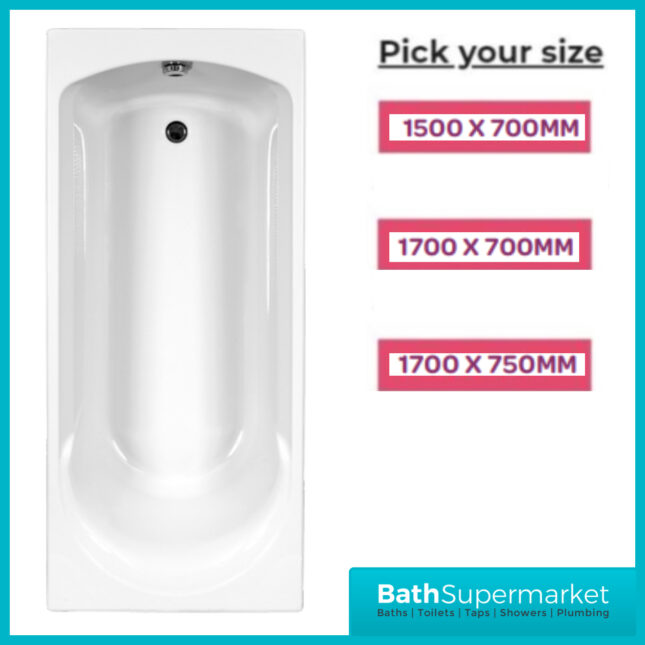 Kvit Ark Single Ended Round Acrylic Bath 1500mm x 700mm, 1700mm x 700mm, 1700mm x 750mm - Image 3