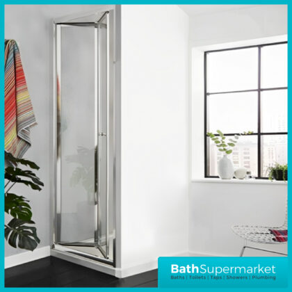 Kvit Kv6 Chrome Frame Bi-Fold 4mm Glass Shower Door 700mm - 900mm Wide