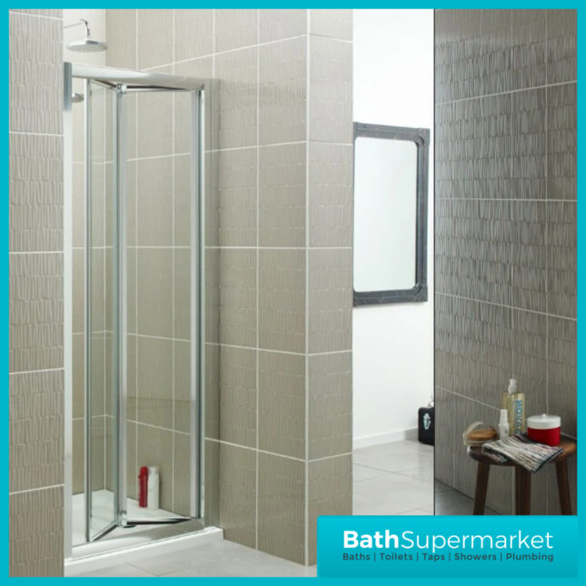 Kvit Kv6 Chrome Frame Bi-Fold 4mm Glass Shower Door 700mm - 900mm Wide