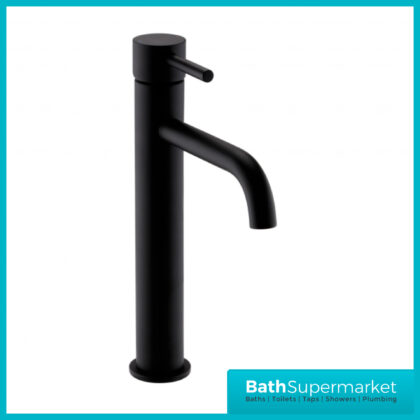 Aeris Matt Black Tall High Rise Mono Basin Mixer Lever Handle Tap