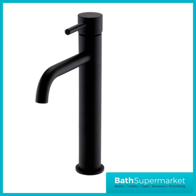 Aeris Matt Black Tall High Rise Mono Basin Mixer Lever Handle Tap