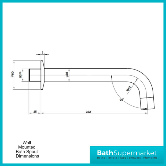 Aeris Matt Black Wall Mounted Bath Spout Tap