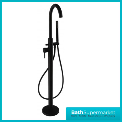 Aeris Matt Black Freestanding Bath Shower Mixer Tap With Shower Kit