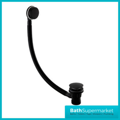 Aeris Matt Black Round Easy Clean Click Clack Bath Waste & Overflow