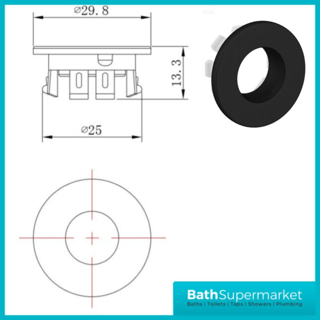 Aeris Matt Black Basin Overflow Ring Cover