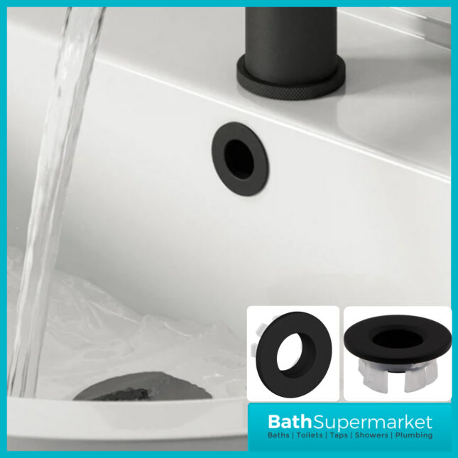 Aeris Matt Black Basin Overflow Ring Cover