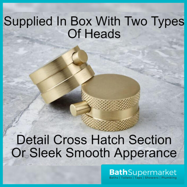 Knurled Brushed Brass Round Freestanding Bath Shower Mixer Floor Tap With Screw Head 2 Types - Image 6