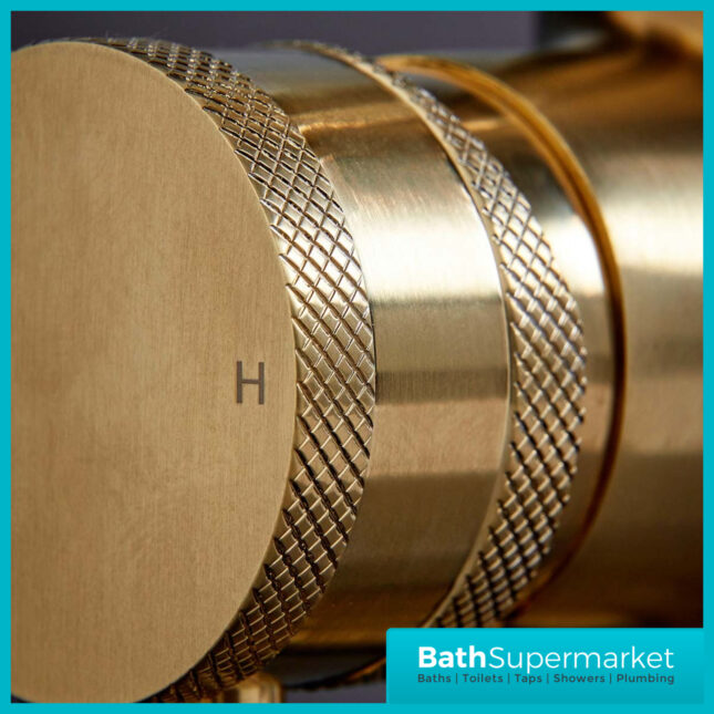 Knurled Brushed Brass Round Freestanding Bath Shower Mixer Floor Tap With Screw Head 2 Types
