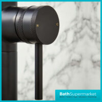 Knurled Matt Black Round Freestanding Bath Shower Mixer Floor Tap With Screw Head 2 Types